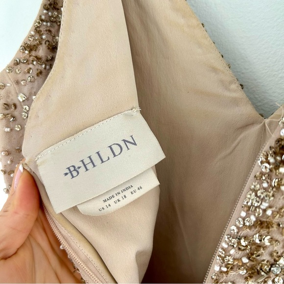 BHLDN Avery Pink Sequin & Tulle Maxi Dress Spaghetti Strap Bridesmaid - Picture 14 of 15